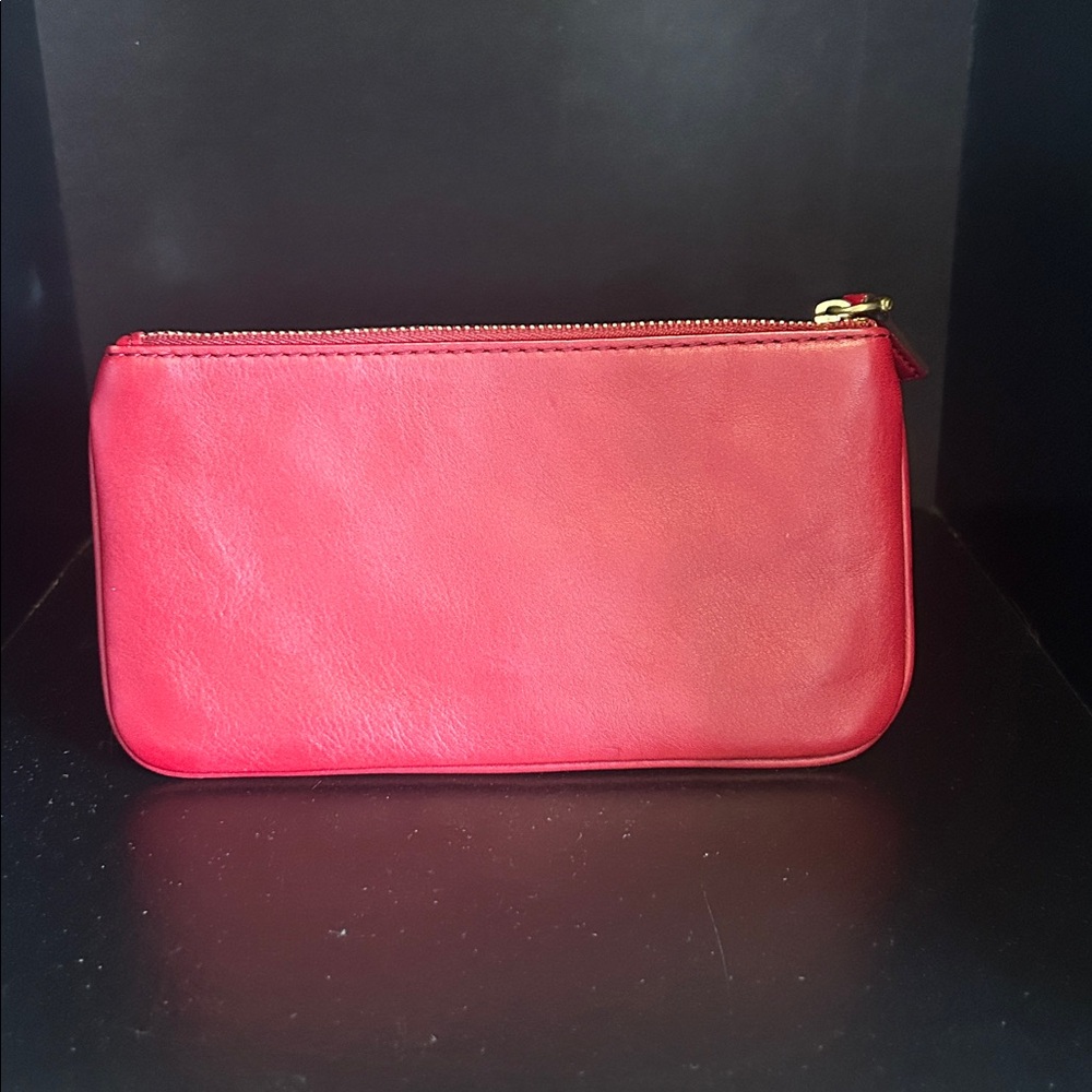 Fossil Red Leather Wallet Sleek Minimalist Design - Picture 3 of 4